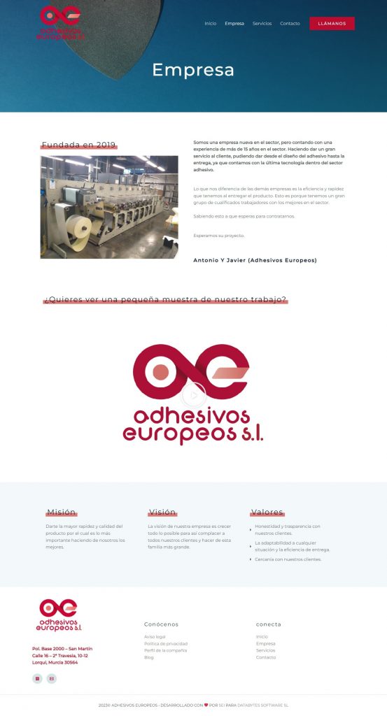 Página de Empresa – Adhesivos Europeos - www.adhesivoseuropeos.com